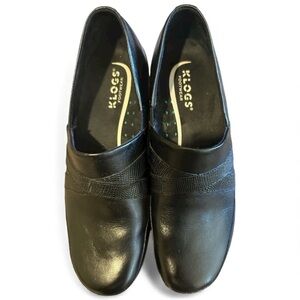 Klogs Footwear Black Leather Slip-On‎ Comfort Work Clogs